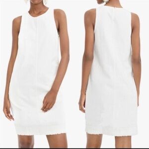 J.Crew White Denim 100% Cotton Sleeveless Dress, Raw Hem and Pockets Sz6